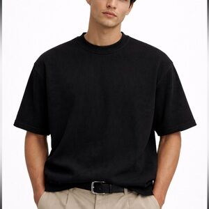 Zara Classic Purl Knit Ribbed Mens T-Shirt/Black